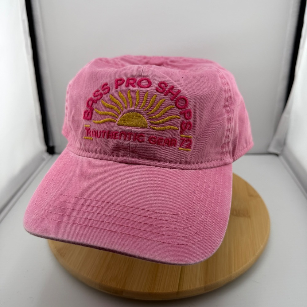 Y2K Bass Pro Shops Pink Sunrise Logo Hat Discontinued Authentic Gear Fishing Cap